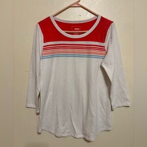 Women’s Sonoma white striped sweater ripped 3/4 sleeve tee size M
